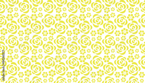 Flower pattern. Seamless white and yellow ornament. Graphic vector background