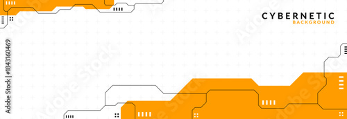 Modern Futuristic Tech Frame Background with Orange Accents