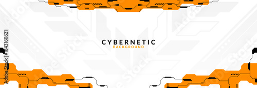 Modern Futuristic Tech Frame Background with Orange Accents