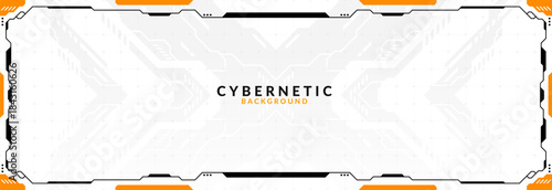 Modern Futuristic Tech Frame Background with Orange Accents