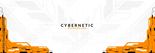 Modern Futuristic Tech Frame Background with Orange Accents