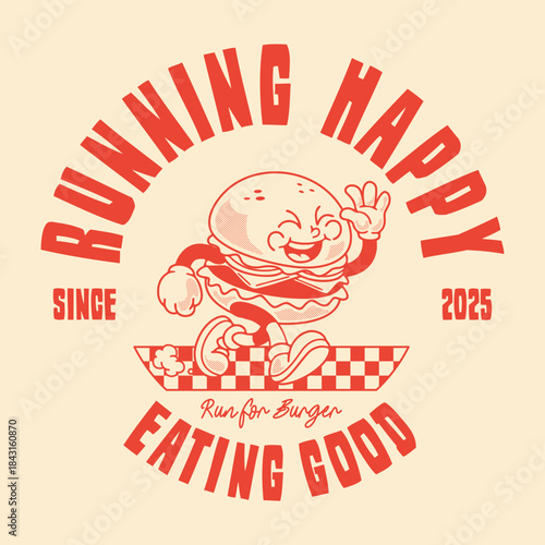  cartoon character of burger Graphic Design for T shirt Street Wear and Urban Style