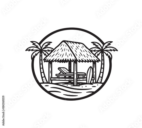 tropical hut vector