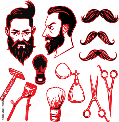  Hairdressing design elements black white symbols sketch