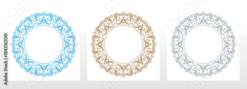 Set of decorative frames Elegant vector element for design in Eastern style, place for text. Floral colored borders. Lace illustration for invitations and greeting cards