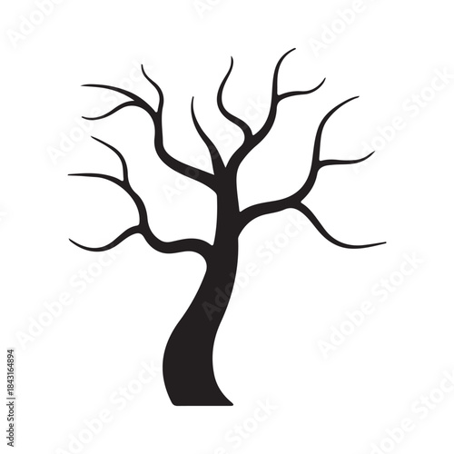 Spooky Bare Tree Silhouette Vector Illustration for Halloween or Winter Design