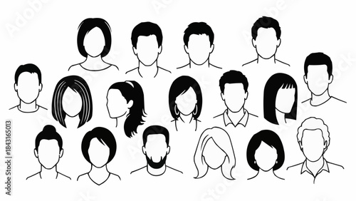 Diverse Group of People Silhouettes Representing Various Individuals.