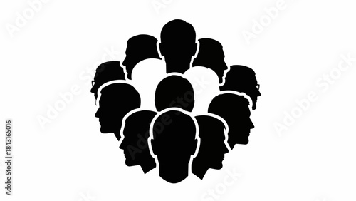 Silhouette of a Group of People Facing Forward.
