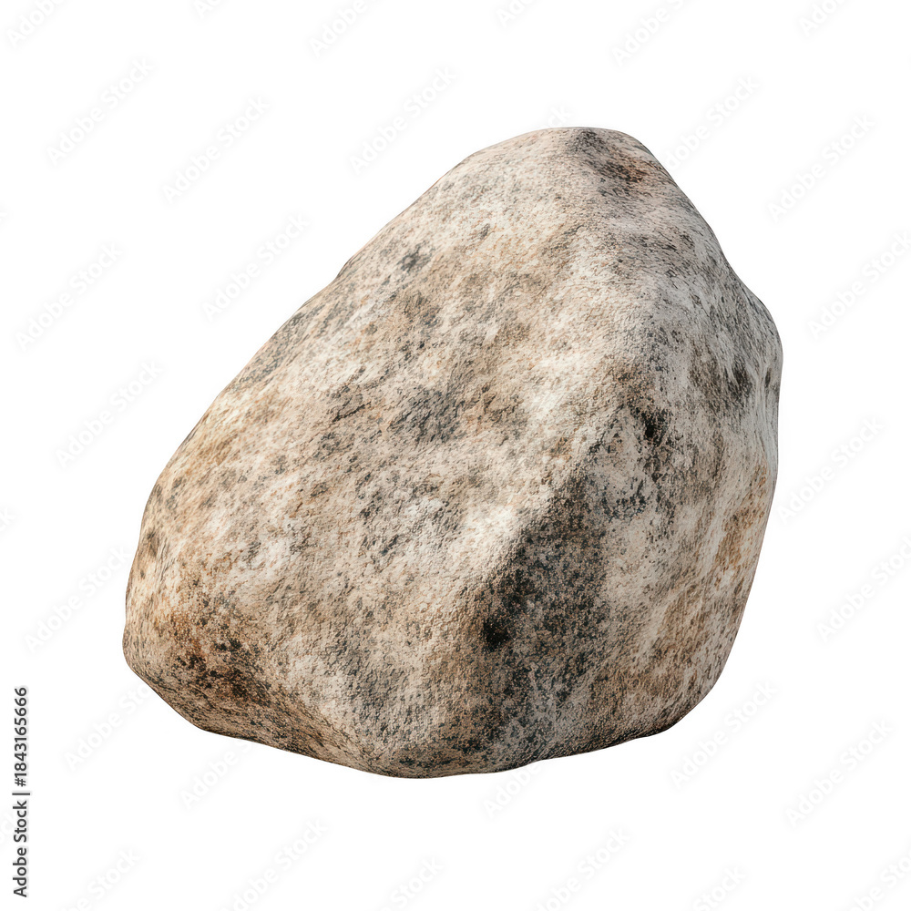 Fototapeta premium A textured. irregularly shaped rock sits prominently on a clean. white background. its natural patterns and colors. ideal for use in nature-themed projects or educational materials