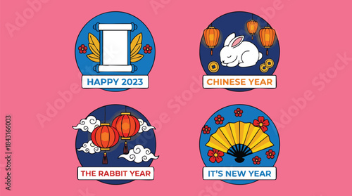 Chinese New Year 2023 Rabbit Year Celebration Icons