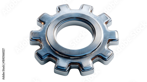 Metallic Gear Isolated on White Background for Industrial Use
