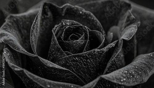 A striking grayscale image of a rose, focusing on the flower's form and deep shadows.