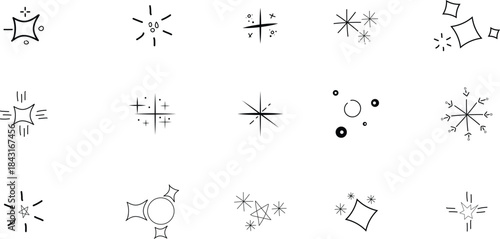 Line Glitter Stars Silhouette Doodle Hand Stock Vector