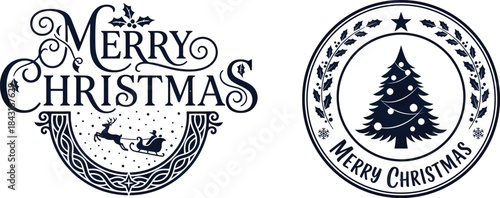 high quality 2026 merry christmas vector logo design set.