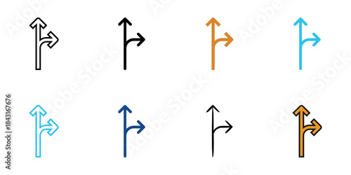 Crossroad icon set multiple style vector collection. Editable Stroke 

