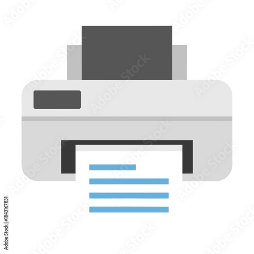 Printer icon representing office equipment, office automation, and digital document output for printing services and office supplies