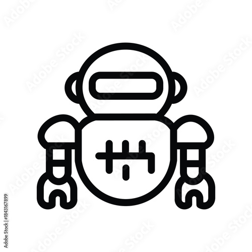Minimalist robot icon with two small companion robots, representing artificial intelligence teamwork, automation systems, and collaborative robotics