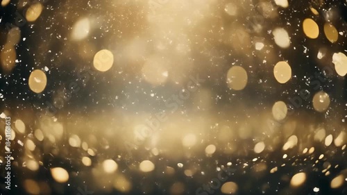 Golden Bokeh Lights and Falling Snowflakes Create a Magical Winter Holiday Background 1. 4k Christmas Footage Video
