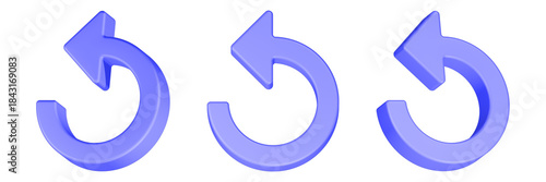 3d rendering icon reload blue color
