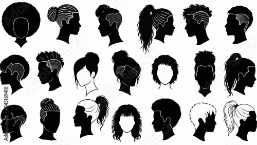 Collection of Diverse Hairstyles and Silhouettes.