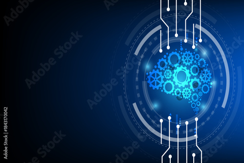 abstract background with low poly brain or artificial intelligence concept. Symbol of Wisdom point.