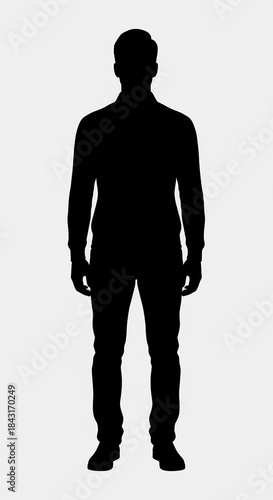 Full-Body Male Silhouette Centered on Minimal Background