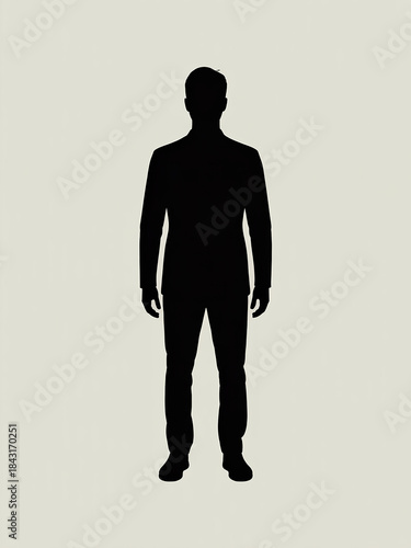 Full-Body Male Silhouette Centered on Minimal Background