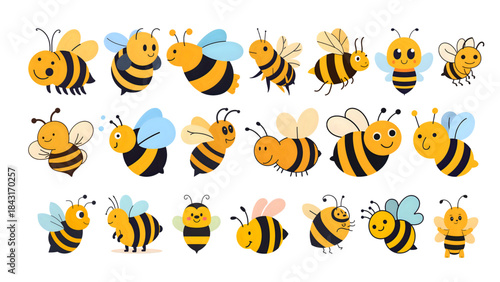 set of funny cartoon bee 