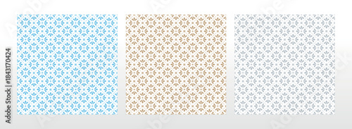 Collection of flower geometric patterns. Seamless vector backgrounds. Colored ornaments. Ornament for fabric, wallpaper, packaging. Decorative prints