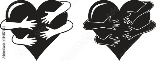 Contrasting heart symbols with human hands