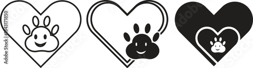 Heart shaped animal icons for pets and animals