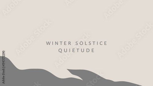 A serene landscape of gray mountains on a beige background with winter solstice quietude