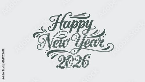 Happy new year 2026 elegant typography design for celebrations and festivities