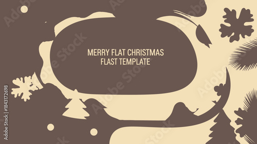 Merry flat christmas last template with brown and beige colors and snowflakes