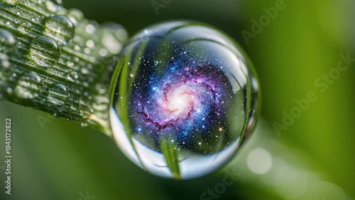 Galaxy trapped in dewdrops microcosmic realm