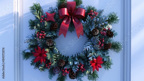 Christmas wreath door decoration renderings