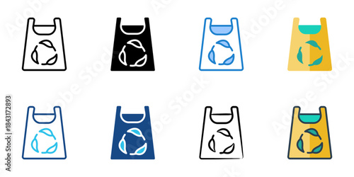 Eco bag icon set multiple style vector collection. Editable Stroke 
