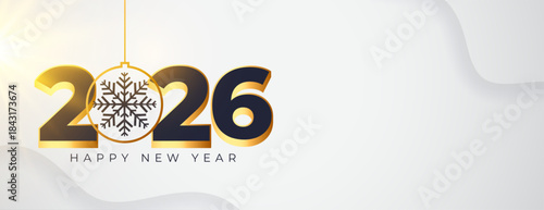 3d style 2026 new year festive white banner