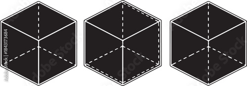 Threedimensional geometric shapes in black and white