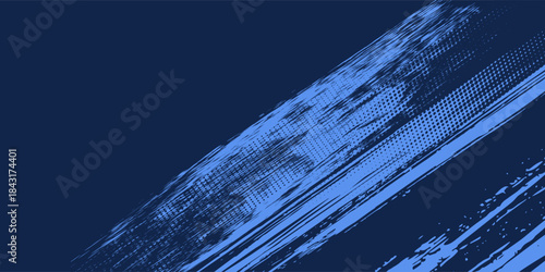 Vector blue color pattern gradient grunge texture background. Dots pop art comics sport style vector illustration Abstract background dark blue with grunge speed lines