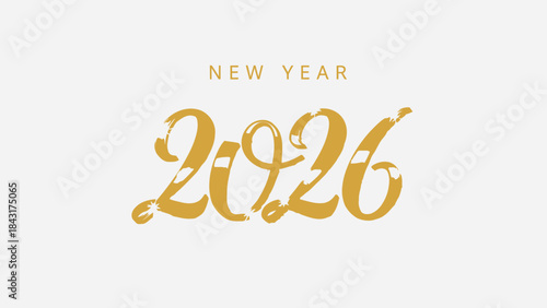 Golden new year 2026 typography design element for celebration and festive decoration purposes