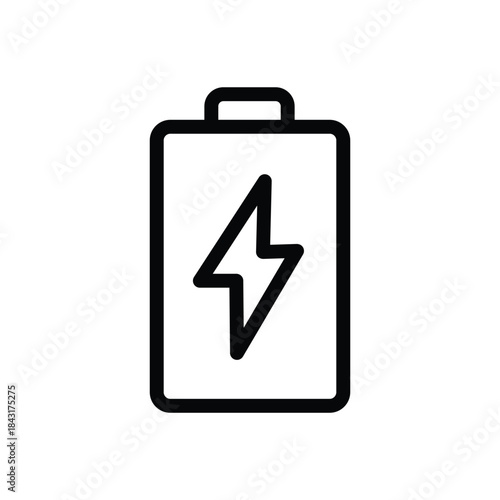 Minimalist battery icon with a lightning bolt symbol, representing power, energy, charging, electricity, and battery status