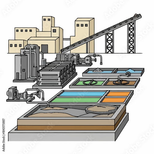 Industrial water treatment plant schematic diagram.