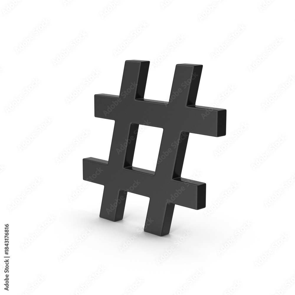 Fototapeta premium Black Hashtag Symbol With Bold Social Media Style