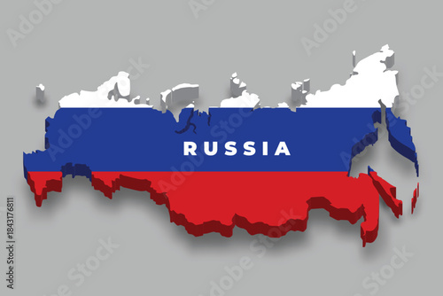 Map of Russia with flag colors national symbol for travel