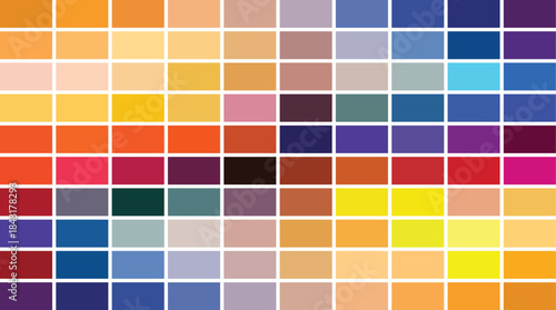 Muted Retro-Spectrum Color Palette Grid for Vintage and Bohemian Design