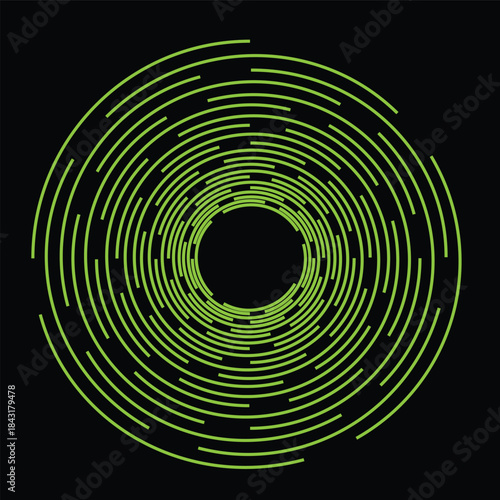 green spiral vector design on black background