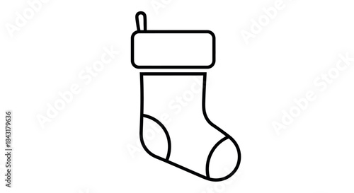 Christmas stocking with decorative cuff line art design