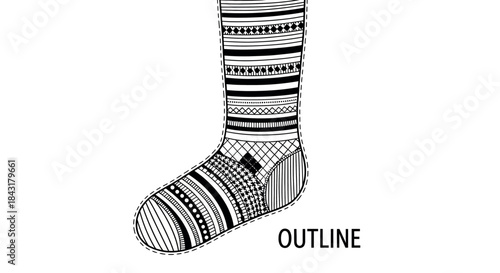 Christmas stocking with colorful stripe patterns festive holiday design element