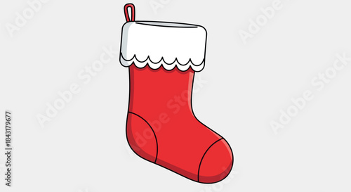 Christmas stocking with decorative scalloped cuff outline